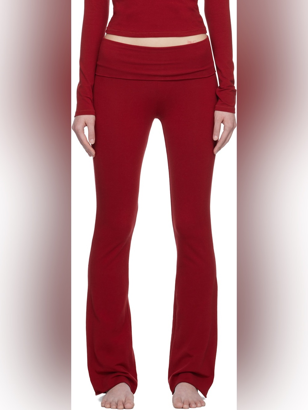 Skims Cotton Jersey Foldover Pant in Brick